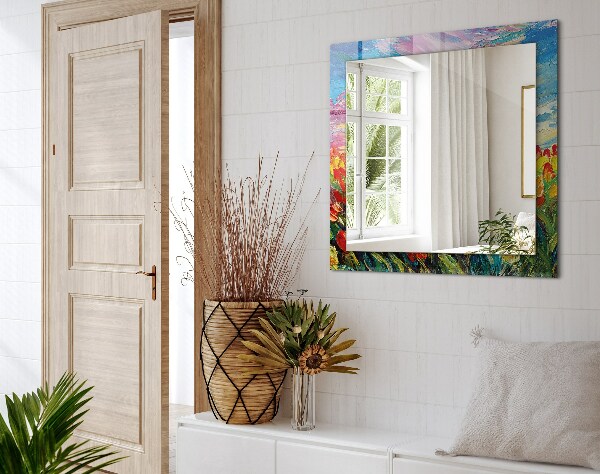 Lustro ramka z nadrukiem prostokątne Pole tulipanów