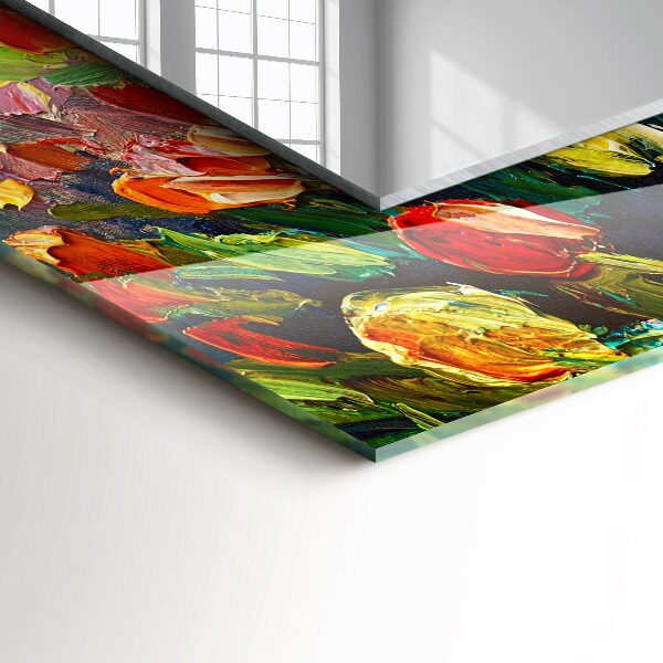 Lustro ramka z nadrukiem prostokątne Pole tulipanów