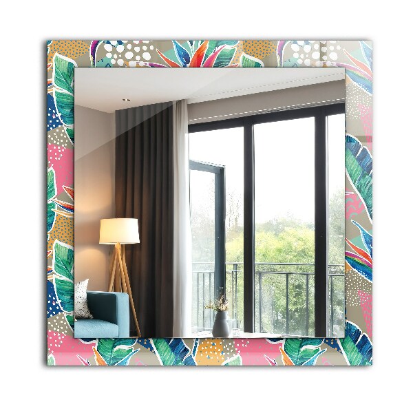 Lustro ścienne dekoracyjne prostokątne Kwiaty i liście