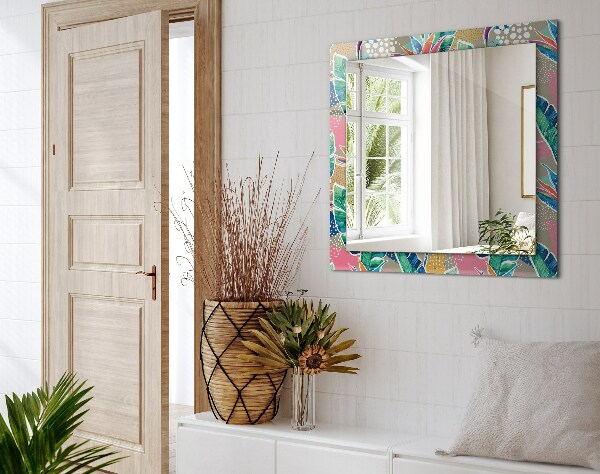 Lustro ścienne dekoracyjne prostokątne Kwiaty i liście