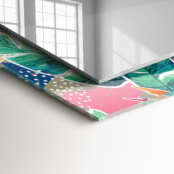 Lustro ścienne dekoracyjne prostokątne Kwiaty i liście