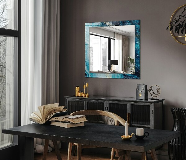 Lustro z nadrukiem prostokątne Niebieska sztuka abstrakcyjna