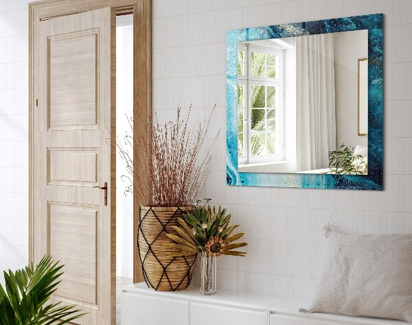 Lustro z nadrukiem prostokątne Niebieska sztuka abstrakcyjna