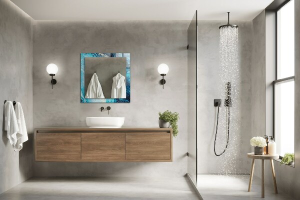 Lustro z nadrukiem prostokątne Niebieska sztuka abstrakcyjna