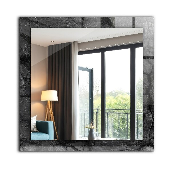 Lustro ścienne dekoracyjne prostokątne Pęknięcia w czarnym kamieniu