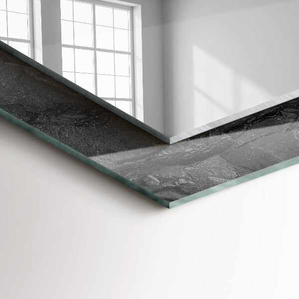 Lustro ścienne dekoracyjne prostokątne Pęknięcia w czarnym kamieniu