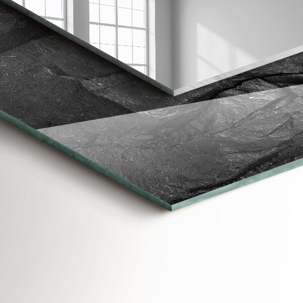 Lustro ścienne dekoracyjne prostokątne Pęknięcia w czarnym kamieniu