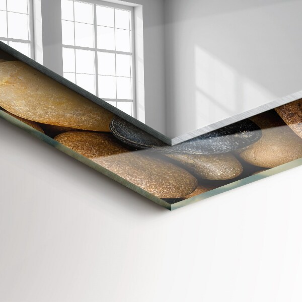 Lustro z drukowaną ramką prostokątne Monochromatyczne kamienie