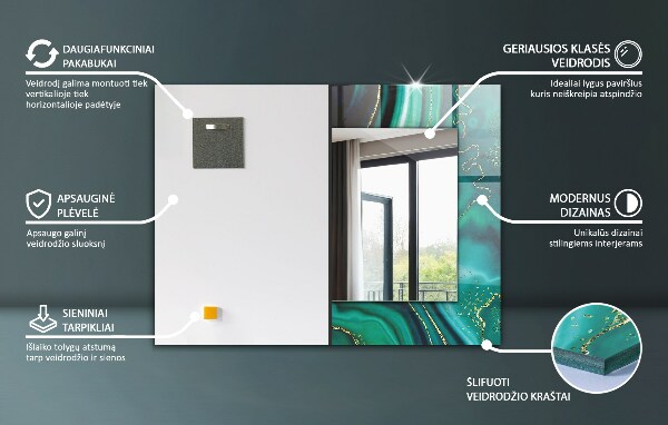 Lustro dekoracyjne prostokątne Abstrakcyjne motywy kwiatowe