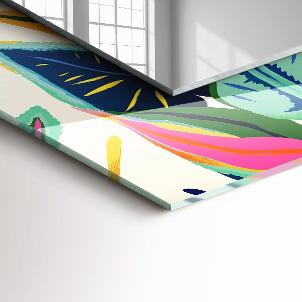 Lustro z nadrukiem prostokątne Kolorowy motyw liści