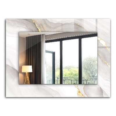 Lustro z drukowaną ramką prostokątne Szary marmur