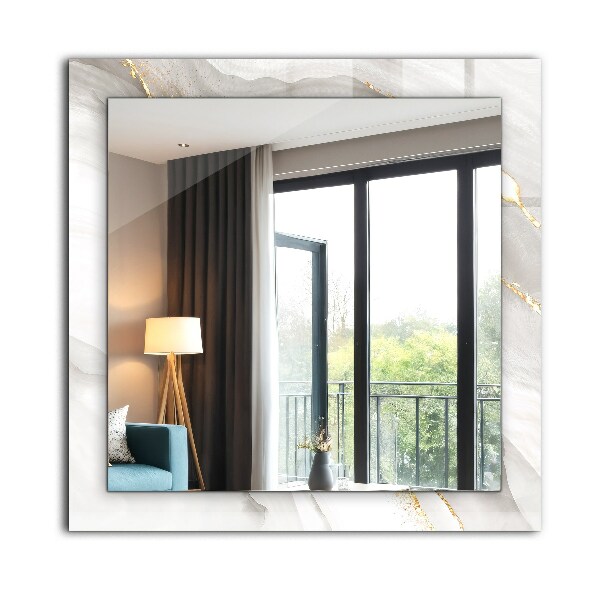 Lustro z drukowaną ramką prostokątne Szary marmur