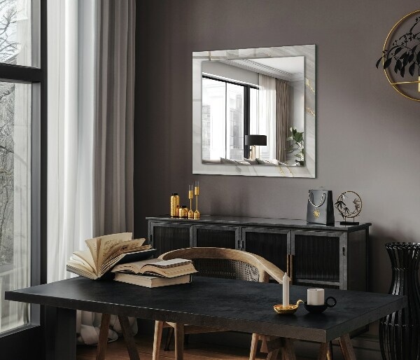 Lustro z drukowaną ramką prostokątne Szary marmur