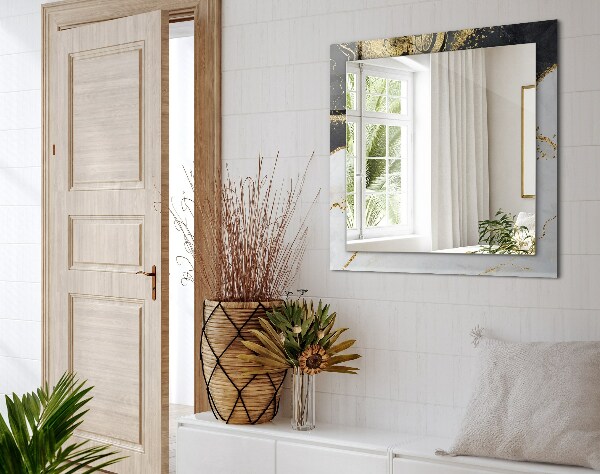 Lustro ścienne dekoracyjne prostokątne Sztuka abstrakcyjna w złocie