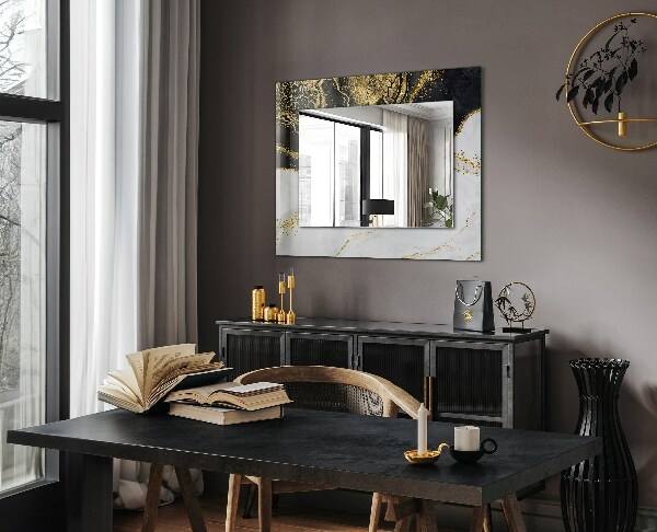 Lustro ścienne dekoracyjne prostokątne Sztuka abstrakcyjna w złocie