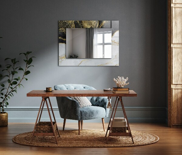 Lustro ścienne dekoracyjne prostokątne Sztuka abstrakcyjna w złocie