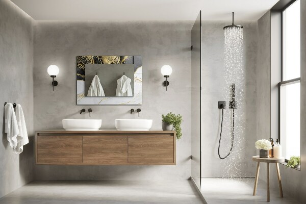 Lustro ścienne dekoracyjne prostokątne Sztuka abstrakcyjna w złocie