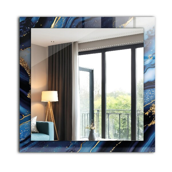 Lustro z drukowaną ramką prostokątne Sztuka abstrakcyjna w marmurze