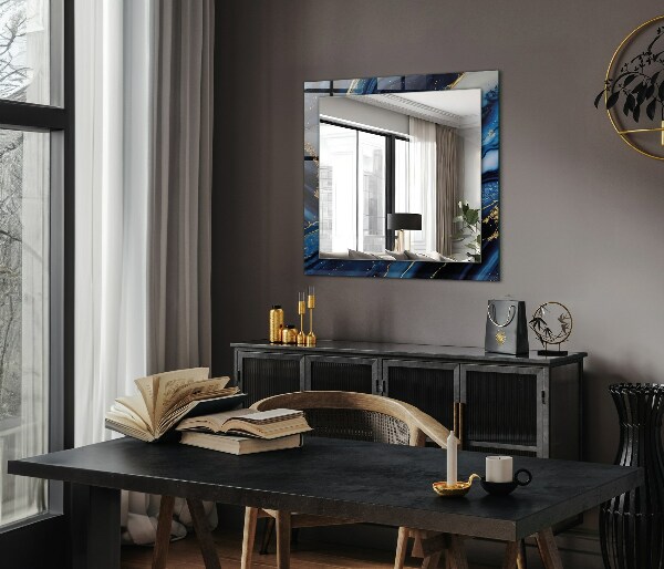 Lustro z drukowaną ramką prostokątne Sztuka abstrakcyjna w marmurze