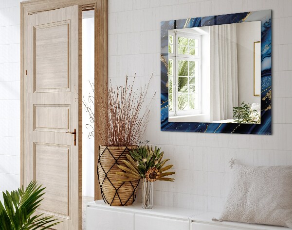 Lustro z drukowaną ramką prostokątne Sztuka abstrakcyjna w marmurze