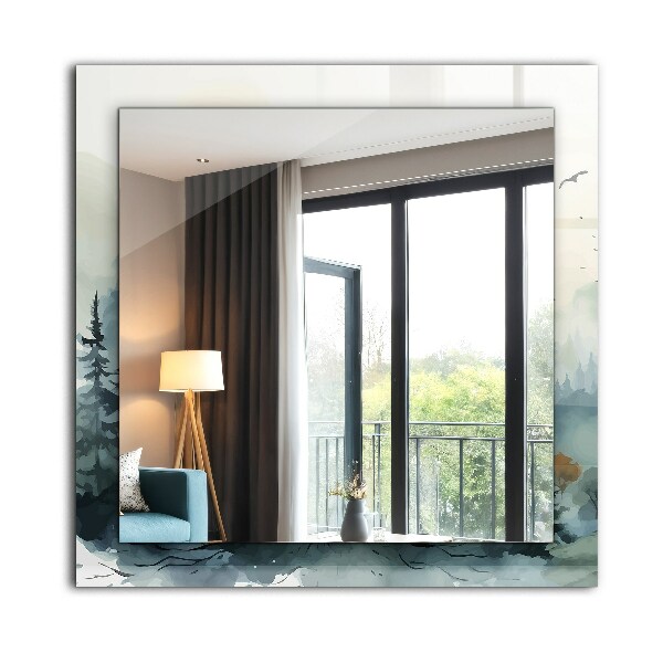 Lustro ścienne dekoracyjne prostokątne Kwiaty liście ptaki