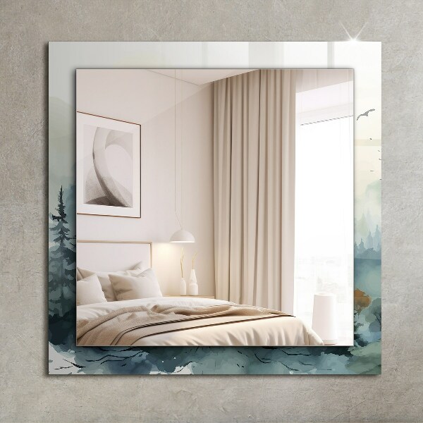 Lustro ścienne dekoracyjne prostokątne Kwiaty liście ptaki