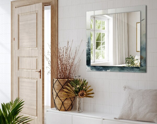 Lustro ścienne dekoracyjne prostokątne Kwiaty liście ptaki