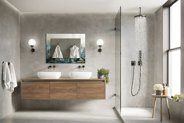 Lustro ścienne dekoracyjne prostokątne Kwiaty liście ptaki