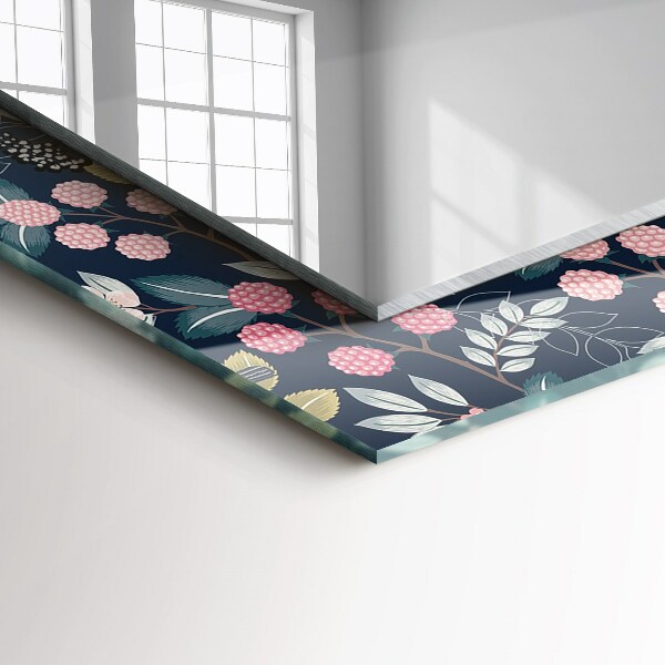 Lustro z nadrukiem dekoracyjne prostokątne Liście z pomarańczowym wzorem