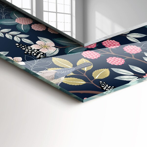 Lustro z nadrukiem dekoracyjne prostokątne Liście z pomarańczowym wzorem