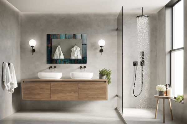 Lustro z nadrukiem prostokątne Kolorowe tropikalne liście