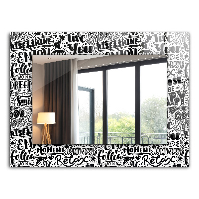 Lustro z nadrukiem prostokątne Ukośne linie na drewnie