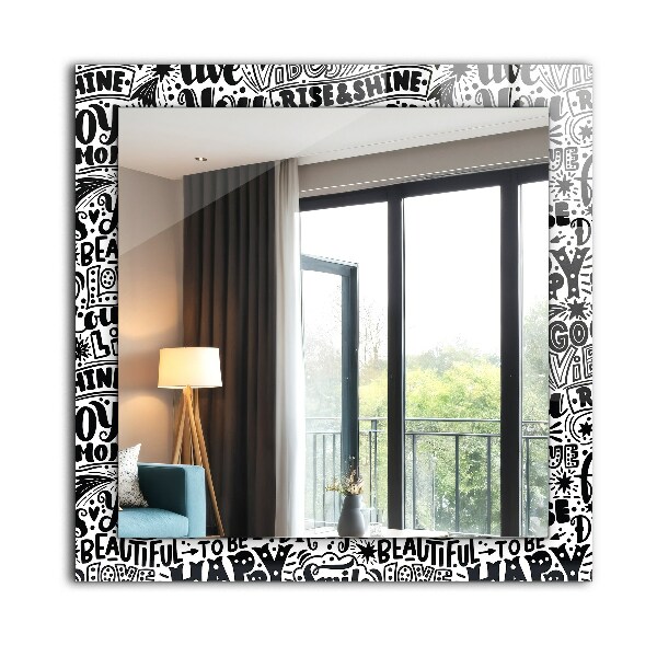 Lustro z nadrukiem prostokątne Ukośne linie na drewnie