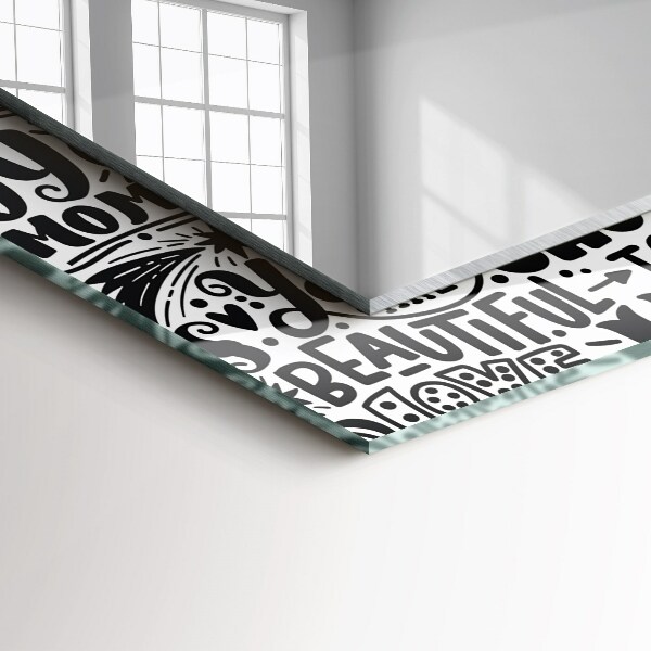 Lustro z nadrukiem prostokątne Ukośne linie na drewnie