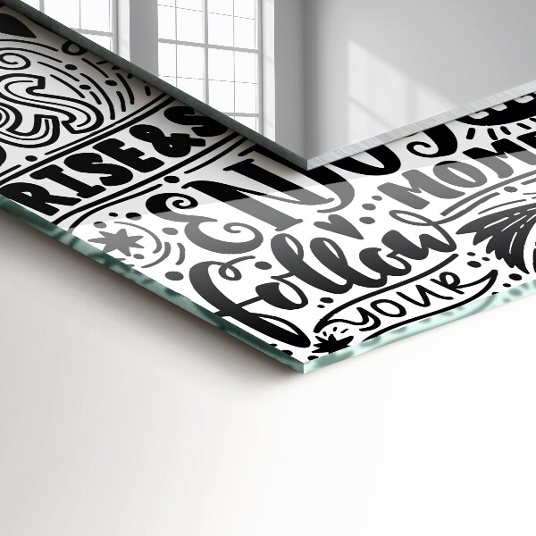 Lustro z nadrukiem prostokątne Ukośne linie na drewnie