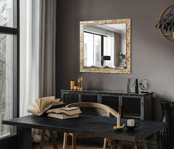 Lustro z drukowaną ramką prostokątne Czarno-biały wzór geometryczny