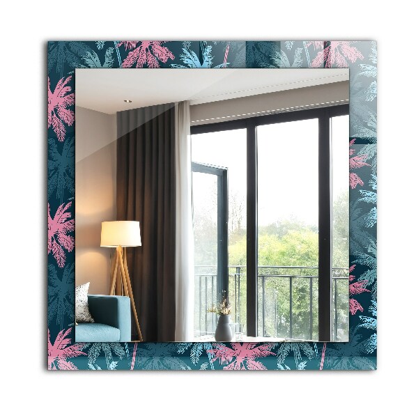 Lustro ramka z nadrukiem prostokątne Teksturowany panel drewniany