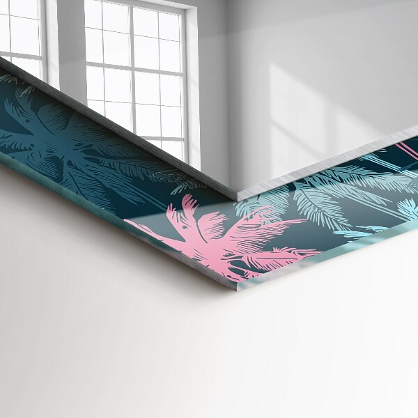 Lustro ramka z nadrukiem prostokątne Teksturowany panel drewniany