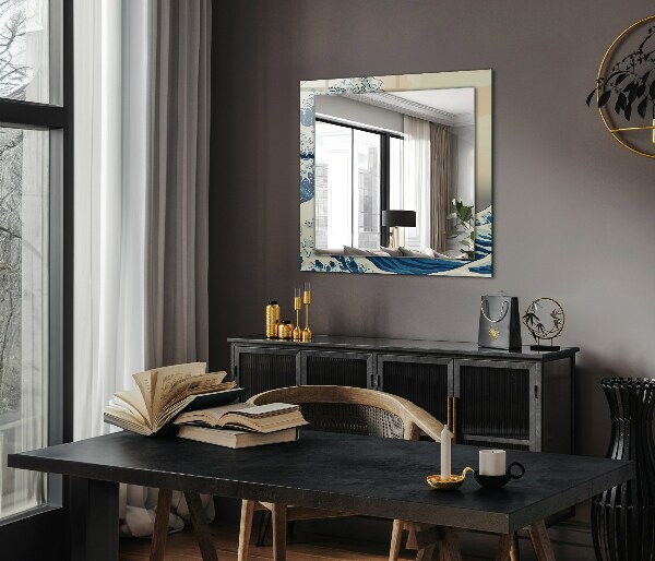 Lustro z drukowaną ramką prostokątne Abstrakcyjny marmur z żywicy