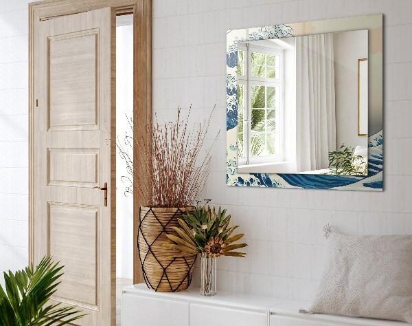 Lustro z drukowaną ramką prostokątne Abstrakcyjny marmur z żywicy