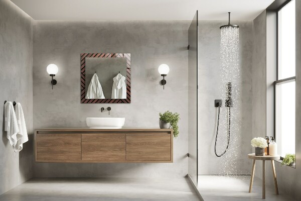 Lustro dekoracyjne prostokątne Ukośne linie w kości