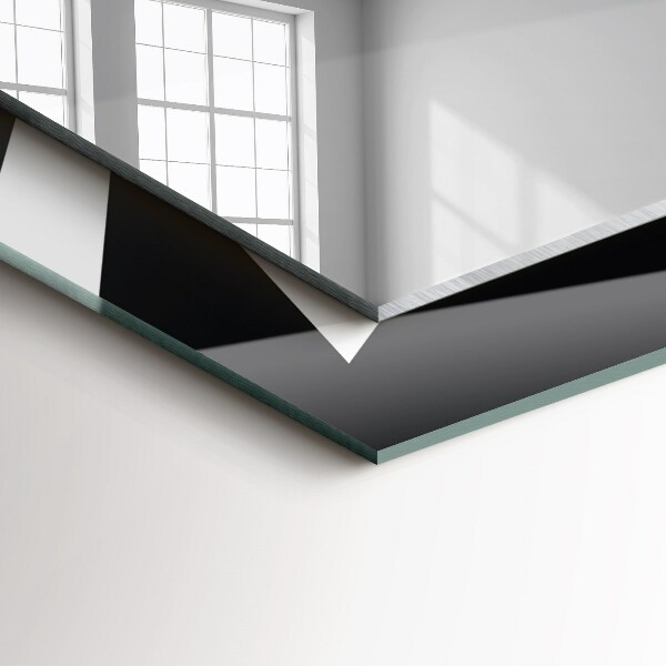 Lustro ramka z nadrukiem prostokątne Motywy geometryczne w kolorze białym i czarnym