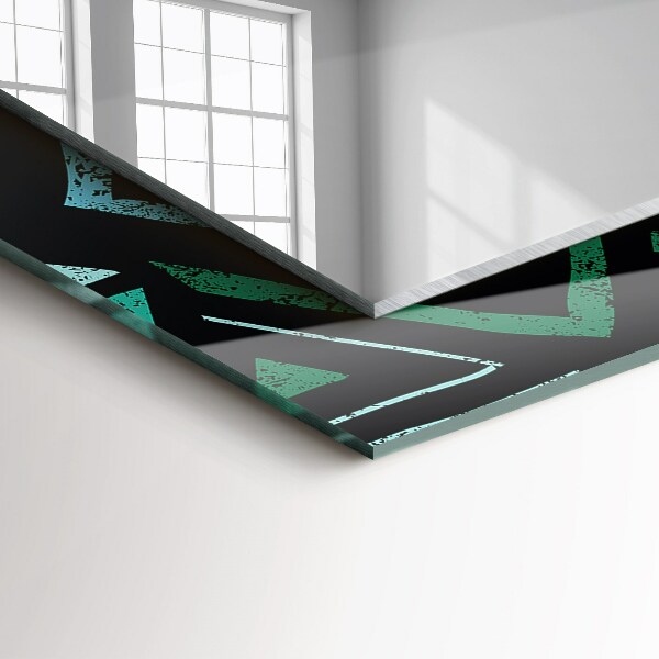 Lustro z drukowaną ramką prostokątne Motywy geometryczne w kolorze turkusowym