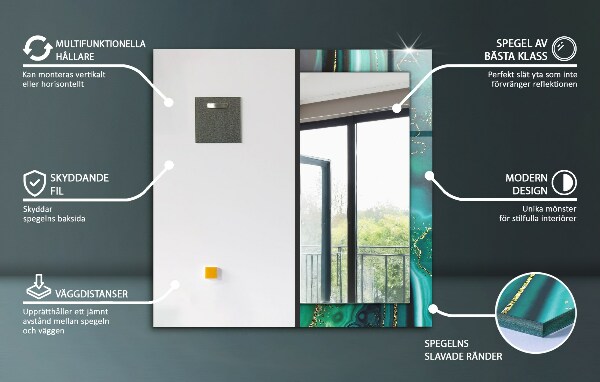 Lustro dekoracyjne prostokątne Mgliste paski