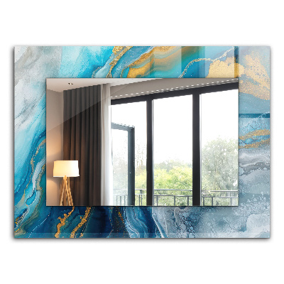 Lustro ramka z nadrukiem prostokątne Frotte Astratta w kolorze marmuru