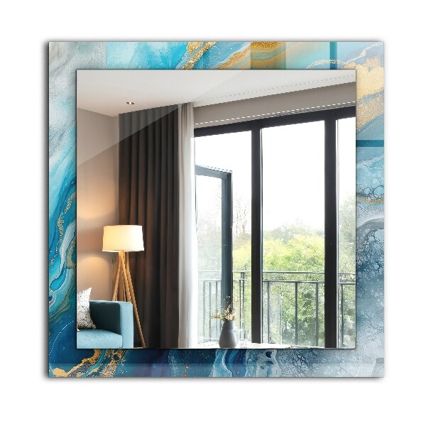 Lustro ramka z nadrukiem prostokątne Frotte Astratta w kolorze marmuru