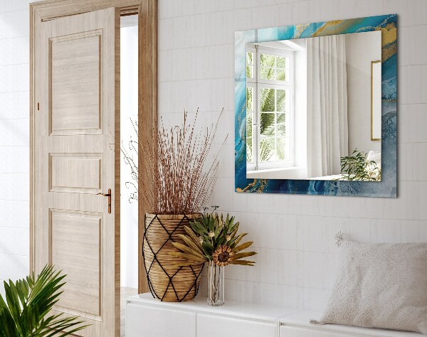 Lustro ramka z nadrukiem prostokątne Frotte Astratta w kolorze marmuru