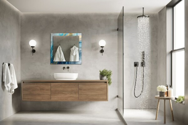 Lustro ramka z nadrukiem prostokątne Frotte Astratta w kolorze marmuru