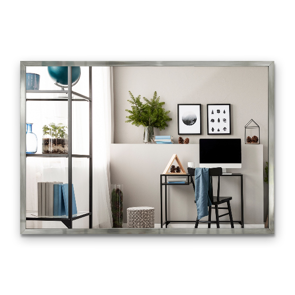 Minimalistyczne lustro prostokątne w srebrnej ramie 60x40 cm