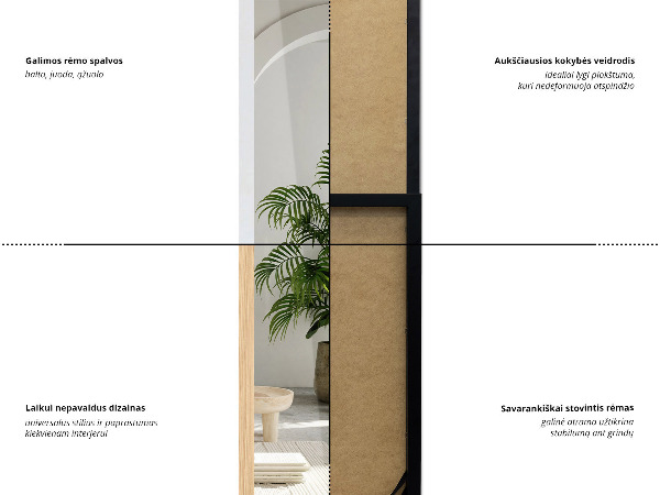 Lustro stojące z białą ramą 36x156 cm